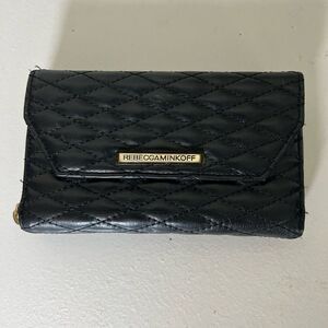 Rebecca Minkoff Black Quilted Zip Up Wallet Wristlet
